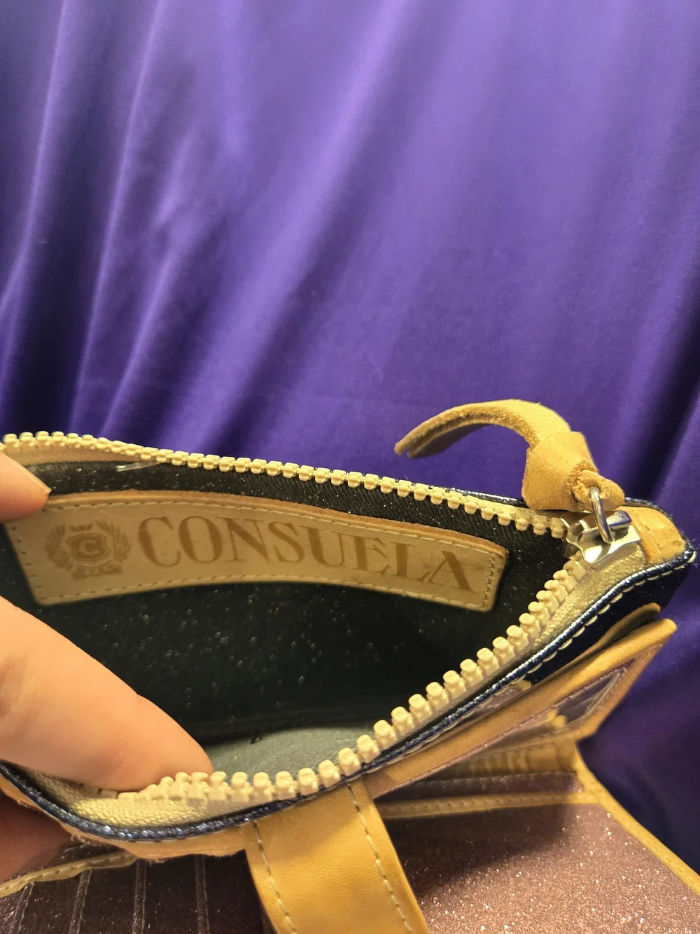 Consuela Black Glitter Wallet with Yellow Trim